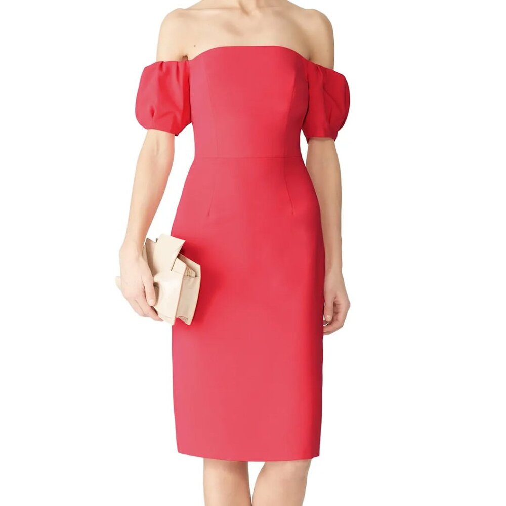 Black Halo Arden Dress Hot Pink Crepe Off Shoulder Short Sheath 14 Party Gala